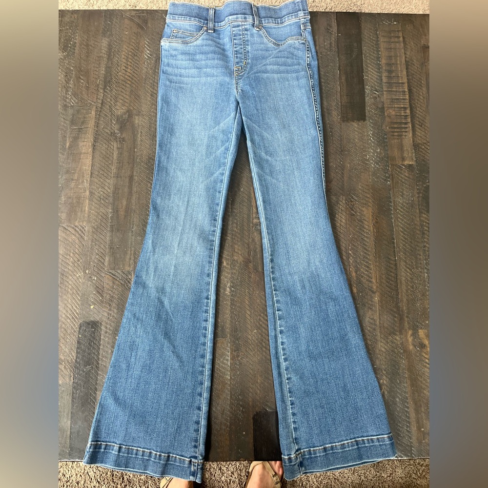 Spanx Bootcut Jeans Trousers Size Small Medium Wash Pull On Stretch